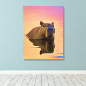 Toile Capybara Se baigner dans le lac (Insitu (Plancher de Bois))