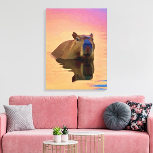 Toile Capybara Se baigner dans le lac (Insitu(Salon))