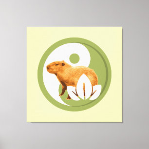 Toile Capybara Zen Yin Yang Nature Paisible