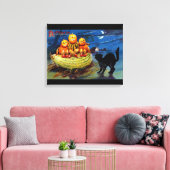Toile Caractères citrouilles et Chat noir (Insitu(Salon))