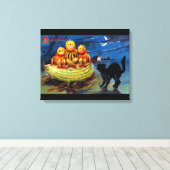 Toile Caractères citrouilles et Chat noir (Insitu (Plancher de Bois))