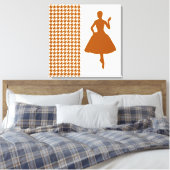 Toile Caramel Moderne Houndstooth avec mode Silhouette (Insitu(Chambre))