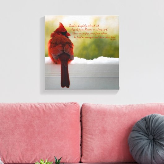 Toile Cardinal avec Visiteur du Ciel poème 12"x12" (Insitu(Salon))