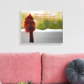 Toile Cardinal avec Visiteur du Ciel poème 14"x11" (Insitu(Salon))