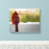 Toile Cardinal avec Visiteur du Ciel poème 14"x11" (Insitu (Plancher de Bois))