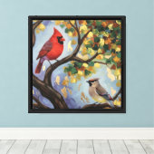 Toile Cardinal et le jaseur (Insitu (Plancher de Bois))