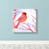 Toile Cardinal rouge | Belle aquarelle peinture (Insitu (Plancher de Bois))