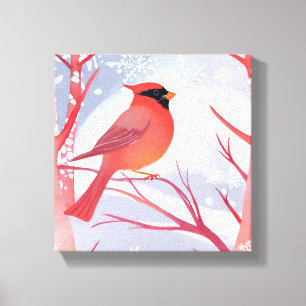 Toile Cardinal rouge   Belle peinture à l'aquarelle