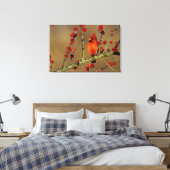 Toile Cardinal rouge mâle perché, IL (Insitu(Chambre))