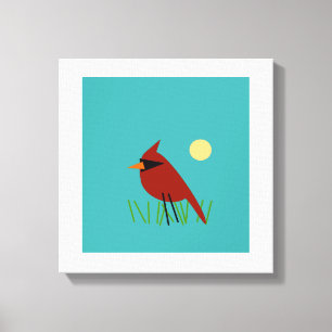 Toile Cardinal sur l'herbe avec le vert bleu d'Aqua
