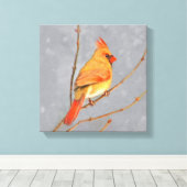 Toile Cardinal sur une branche - Peinture originale d'oi (Insitu (Plancher de Bois))