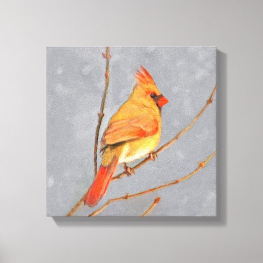 Toile Cardinal sur une branche - Peinture originale d'oi (Recto)