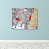 Toile Cardinaux dans la neige (Insitu (Plancher de Bois))