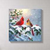 Toile Cardinaux rouges et Holly en neige (Recto)