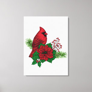 Toile Cardinaux rouges sur décoration de Noël