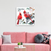 Toile Cardinaux sur Snowy Tree un Noël personnalisable (Insitu(Salon))