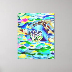 Toile Caretta Caretta Tortue Mignonne Et Art Coloré