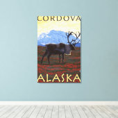 Toile Caribou Scene - Cordova, Alaska (Insitu (Plancher de Bois))