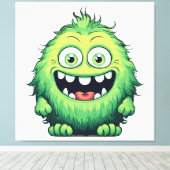 Toile Caricature du Monstre Vert et souriant (Insitu (Plancher de Bois))