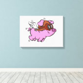 Toile Caricature volante de cochon rose | choisir la cou (Insitu (Plancher de Bois))