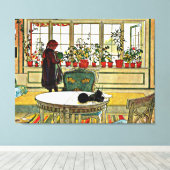 Toile Carl Larsson - Fleurs sur un rebord de fenêtre (Insitu (Plancher de Bois))