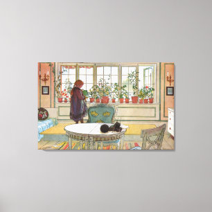Toile Carl Larsson Fleurs Vintages sur le rebord