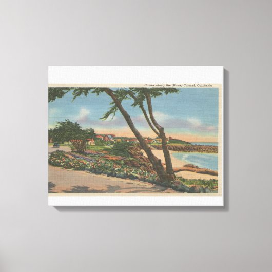 Toile Carmel, CA - Maisons le long de la vue sur la côte (Recto)