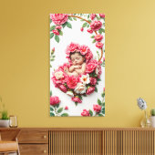 Toile Carnation Halo - Baby Girl Birth Flower Art (Insitu(Salon))