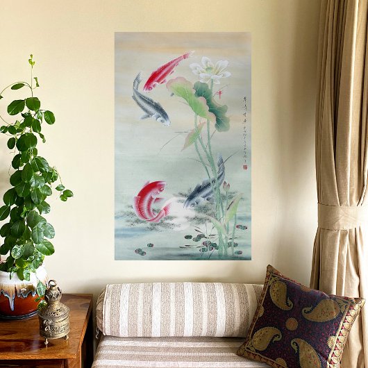 Toile Carpe Koï avec Lotus