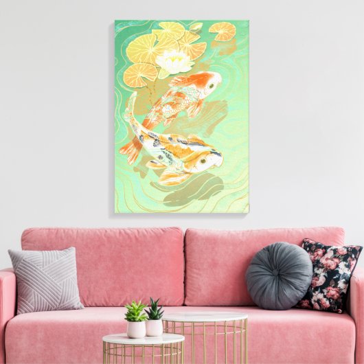 Toile Carpe Koi Poisson Eau Lily Pond Canvas (Insitu(Salon))