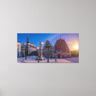 Toile Carré de la mairie de Riga en hiver