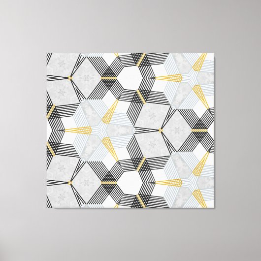 Toile Carré hexagone coloré : kaléidoscope géométrique. (Recto)