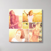 Toile Carré moderne Monogramme Graduation 4 Photo Collag (Recto)