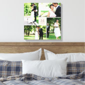 Toile Carré rose grille monogramme mariage 4 photo colla (Insitu(Chambre))