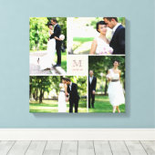 Toile Carré rose grille monogramme mariage 4 photo colla (Insitu (Plancher de Bois))