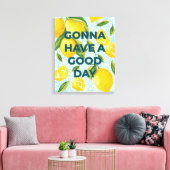 Toile Carreaux citron "Gonna have a Good Day" personnali (Insitu(Salon))