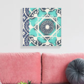 Toile Carrelage bleu Batik II (Insitu(Salon))