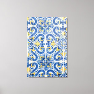 Toile Carrelage bleu et jaune, Portugal
