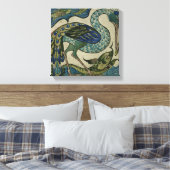 Toile Carrelage design du héron et du poisson, par Walte (Insitu(Chambre))