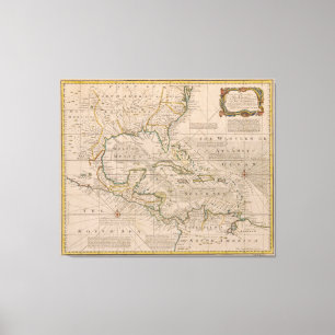 Toile Carte 1720 des Antilles par Emanuel Bowen