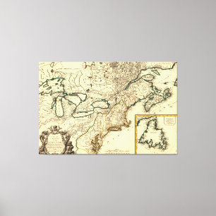 Toile Carte 1778 du Canada et des Etats-Unis