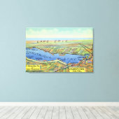 Toile Carte aérienne du lac et des villes environnantes (Insitu (Plancher de Bois))