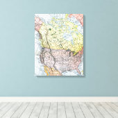 TOILE CARTE : AMÉRIQUE DU NORD, 1890 (Insitu (Plancher de Bois))