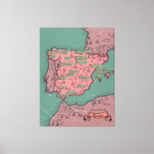 Toile Carte ancienne vintage d'Espagne