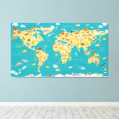 Toile Carte animale du monde pour les enfants (Insitu (Plancher de Bois))