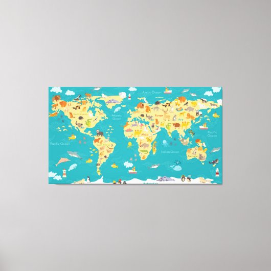 Toile Carte animale du monde pour les enfants (Recto)
