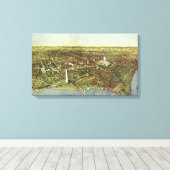 Toile Carte antique avec une vue panoramique de Washingt (Insitu (Plancher de Bois))