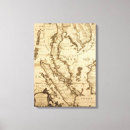 Toile Carte antique de l'Asie du Sud-Est | 1687 (Recto)