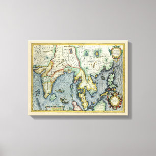 Toile Carte antique de l'Asie du Sud-Est par Mercator /