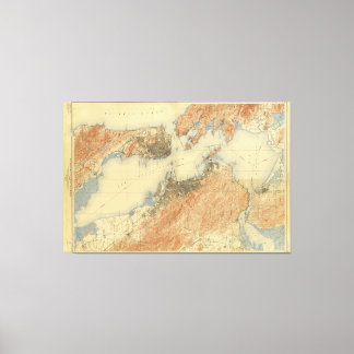 Toile Carte antique de San Francisco Bay Area 1915, Toil